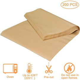 200 Pcs 7.87x7.87 Inch Unbleached Precut Parchment Paper Baking Sheets – Non-Stick Baking Paper for Oven, Air Fryer, Grilling & Steaming, Heat Resistant Up to 450°F​