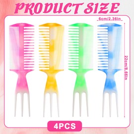 Double Sided Hair Comb, Texture Comb, Wide Tooth Detangling Comb for Men and Women, Portable and Lightweight, Durable ABS Material, Black, 4 Color