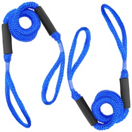 4 ft Bungee Dock Lines for Boats - 2 PCS Boat Bungee Dock Lines, Marine Mooring Rope Accessory, Ideal Boating Gift, Perfect for Kayak, Jet Ski, Pontoon, Canoe, Power Boat, Wave Runner, Dinghy (Blue)