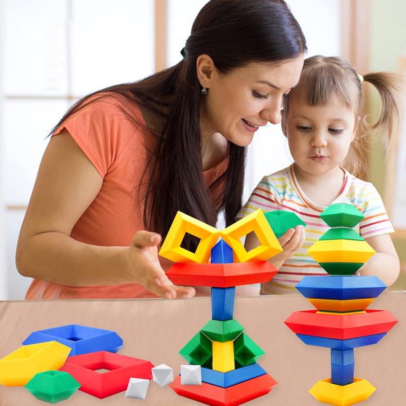 Yeelua Stacking Toys, 30Pcs Pyramid Building Blocks, Learning Activities Puzzle