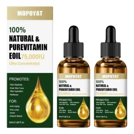 Aceite de Vitamina E 75,000 IU (2pcs) – Repara Cicatrices, Hidrata y Regenera la Piel Día y Noche