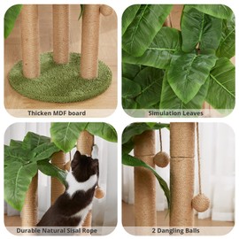LEMONDA LEMONDA 31.5Inch Cat Scratching Post,Cat Scratcher Tree with 3 Scratching Poles & 2 Interactive Dangling Balls,Cats Scratching Posts for Indoor Kitten & Adult Cats