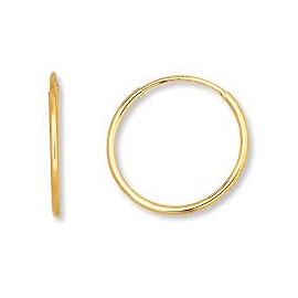 14k Yellow Gold 1mm Thick Gauge Tube Endless Hoop Earrings, 0.47-1.0 Inches diameter, 6 Sizes Solid Gold Made in USA Hand Crafted (0.65 Inch)