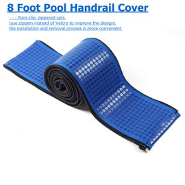 Comfort Cover 8-Foot Zipper Style Pool Hand-held Slide Rail Anti-Slip Cover for Ground & Above Ground Swimming Pools Ladder Made Neoprene -Blue (8 ft)