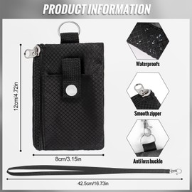 KufaerBeam Minimalist Small Wallet with ID Window, RFID Blocking Card Holder,Waterproof Nylon Zipper ID Case Wallet with Lanyard Keychain for Cards, Cash,Key, Coin (Black)