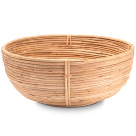Decorasian Fruit Basket Braided Round Rattan Fruit Bowl Large Bread Basket Bread Basket or Fruit Bowl 32 cm