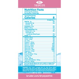 The Dry Eye Drink l Ultimate Hydration for Dry Eyes l Sugar-Free Electrolyte Powder Packets l Blended with Vitamins, Green Tea, Turmeric, Taurine, and DHA l 5g x 20 Packets (Strawberry Lemon)