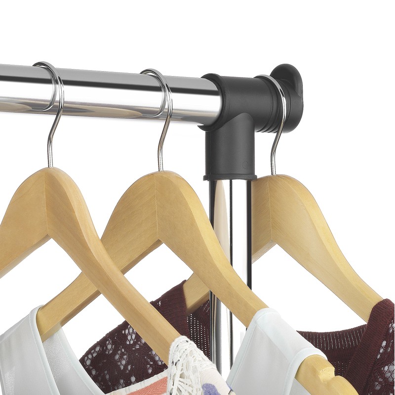 Whitmor Black and Chrome Adjustable Garment Rack-Rolling Clothes Organizer, 18.5"