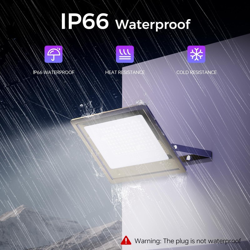 4 Pack 100W LED Flood Light Outdoor with Plug, IP66