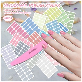 SILPECWEE Nail Stickers Full Nail Wraps (20 Sheets, Light Color), Self Adhesive Nail Polish Strips, Gel Strips Manicure Design, Fingernail Sticker Nails for Women with File