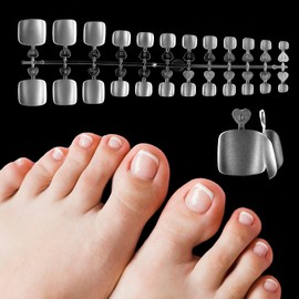 Toe Nail Tips, 240pcs Soft Gel x Toe Nail Tips Short Square Matte Toe Nails Full Cover Fake Toenails Tips Acrylic Toenails Tips for Extensions Clear Toe Nail Tips for Home Salon Foot Pedicure Manicure
