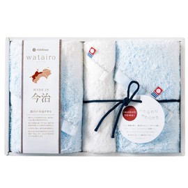 Nishikawa [Nishikawa] Imabari Towel Gift, Face Towel 2 Pieces, Hand Towel 1 Piece, Cotton Colors, 100% Cotton, Fluffy, Made in Japan, Gift Packaging Included, Blue TBF3497211B