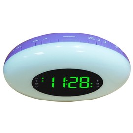 HANNLOMAX HX-162CR AM/FM PLL Radio with Alarm Clock, RGB Mood Light (7 Colors) and Dynamic Mode, 1" LED Display with dimmer Function, AC Operation only (Purple)