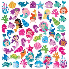 Baker Ross FC823 Mermaid Foam Rubber Stickers - Pack of 200, Bulk Pack Foam Stickers for Children for Crafts, Design and Decorating, Craft Material for School Cones