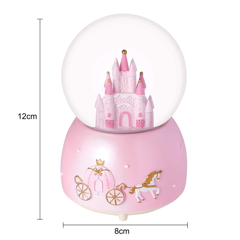 IBLUELOVER Musical Snow Globe Rotating Castle Music Box Illuminated Automatic