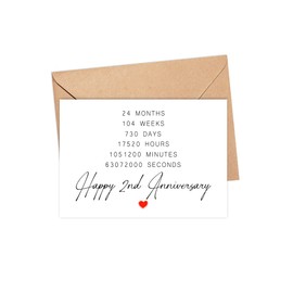 DiandDesignGift Happy 2nd Anniversary Card - 2 Year Wedding Anniversary Card Gifts - Idea For Boyfriend - For Husband - For Wife - For Girlfriend - For Bestie - For Boss - For Colleagues
