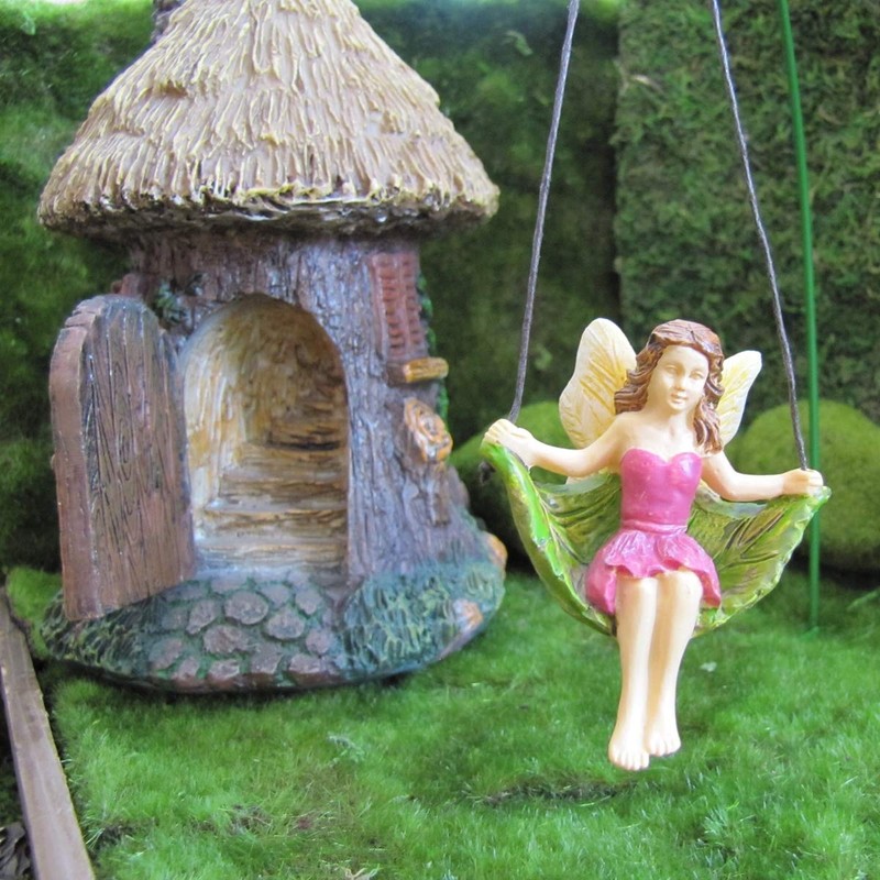 TG,LLC Treasure Gurus Miniature Leaf Tree Swing Fairy Girl Figurine