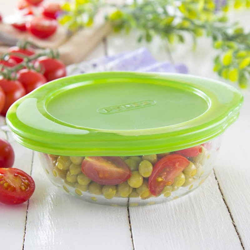 Pyrex Cook & Store Round Container, 0.35l (Green Lid)