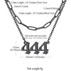 FindChic Black Layered Necklaces for Women Angel Number 444 Paperclip