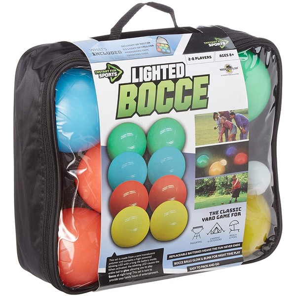 Water Sports Lighted Bocce Ball Set, Outdoor Glow In The Dark Game for Camping, Partyes and Beach Activities, Perfect for Family Game Night, Multiple Colors