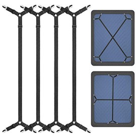 ZHOUBIN Bed Sheet Holder Straps, Adjustable Elastic Crisscross Bed Sheet Fastener Straps Grippers Suspenders for All Bed Sheets, Mattress Covers(2 Set/4Pcs, Black)
