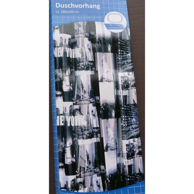 Duschvorhang Textil New York Manhattan inkl Ringe 1,80 m x