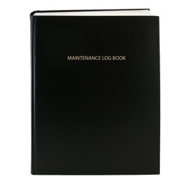 BookFactory Maintenance Log Book - 120 Pages 8'' x 10'' Black Imitation Leather Cover Section Sewn Hardbound (Made in USA)