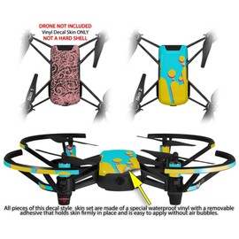 Skin Decal Wrap 2 Pack for DJI Ryze Tello Drone Folder Doodles Pink Drone NOT Included