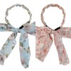 Long Ribbon Headband Bow Hair Bands with Floral and Pearl