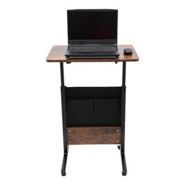 CNCEST Rolling Computer Standing Desk, 16'' x 24'' Portable Laptop Desk, with Storage Bag Adjustable Height Computer Stand for Schools Office Living Room Study Bedroom (Brown)