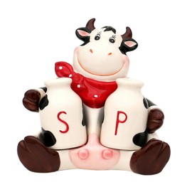 Holzkunst Sigro Ceramic Cow Various Variants to Choose From Kitchen Tableware Gift Idea (Set of 3 Salt & Pepper Shakers Cow)