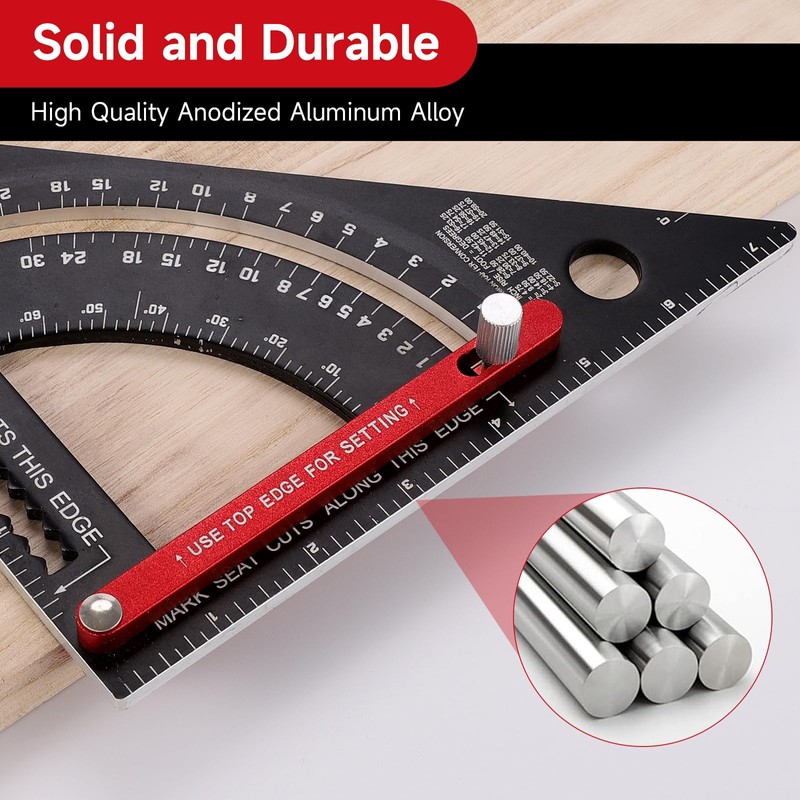 Dajianglx Carpenter Square 7 inch, Aluminum Adjustable Rafter Framing Square,