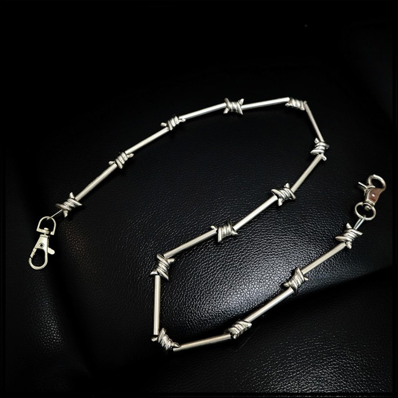 White Fang AZ196 Wallet Chain, Fall Prevention, Barbed Wire, Lock,