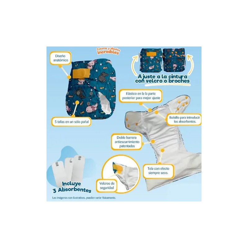 Pañales Ecológicos De Tela Ecopipo 10 Estampados Broches