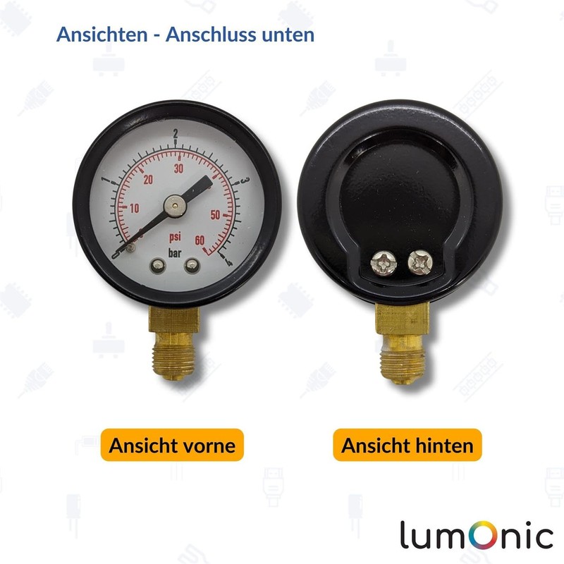 Lumonic I Pressure Gauge 0-6.0 Bar I 1/8 Inch I