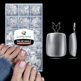 Luckyfairy Square Toe Nail Tips: Full Cover Big Wide Matte Fake Toe Nails 15Sizes Soft Gel Pre-shape Clear Gel Toe Nail Tips Press ons For Nail Extensions Home DIY Salon 360Pcs