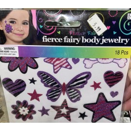 Costumes USA Fierce Fairy Body Jewelry 18 Pcs Ages 4+ Non-Toxic 18 Piece Body Tattoos