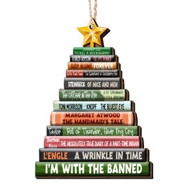 GEEMBI Book Lovers Gifts for Women, Christmas Ornaments 2024 - Christmas Book Gifts for Book Lovers, Bookish Gifts for Readers, Book Club Gifts - Christmas Tree Decoration Wooden Ornaments