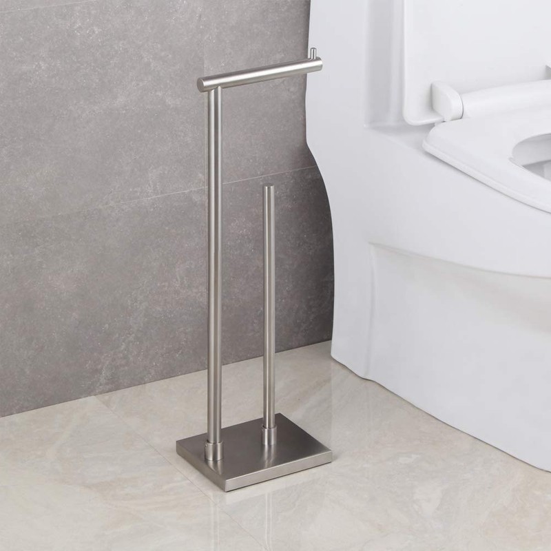 GERZWY Toilet Paper Holder Free Standing with Reserve, SUS 304