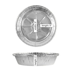 9inch Round Aluminum Foil Pan Sets Takeout to-Go Disposable WITHOUT LID, Silver, 9inch Pan WITHOUT Lids