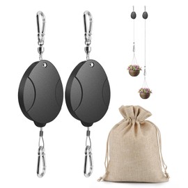 2025 Upgraded Retractable Plant Hanger - Heavy Duty Plant Pulleys for Hanging Plants, Outdoor Adjustable Hooks, Durable Plant Pulley for Garden Baskets Pots,Birds Feeder, 2 Pack