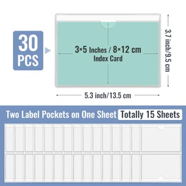Clear Adhesive Pockets 3"x5" Index Card Pockets Sleeves Self Adhesive with Top Loading Label Pockets (30 PCS)