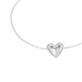 s.Oliver 2035758 Women's Bracelet 925 Sterling Silver with Synthetic Zirconia 17 + 3 cm Silver Heart Comes in Jewellery Gift Box, 17 cm, Sterling Silver, Synthetic zirconia.