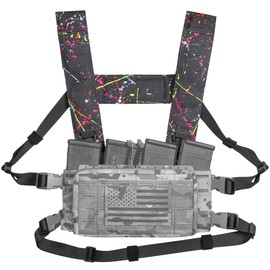 ACETAC Multi-Mission Laser-Cut Shoulder Strap Waist Strap H-Harness for Chest Rig Compatible w/Spiritus Systems Micro MK4/MK5 Haley Strategic D3CR Placard (Splatter)