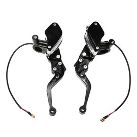 Aynaxcol 1 Pair of Motorcycle Brake Clutch Pump Lever 7/8" 22mm with Dual Hydraulic Master Cylinder Reservoir CNC Aluminum Replacement for Honda Yamaha Kawasaki Suzuki 50cc-300cc Black