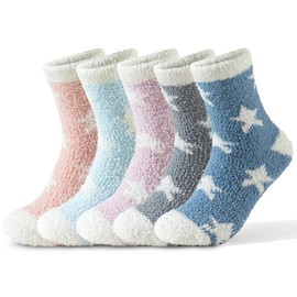 Fluffy Socks - 5 Pairs Fluffy Socks Womens, Bed Socks for Womens, Warm Soft Winter Fuzzy Socks for Women