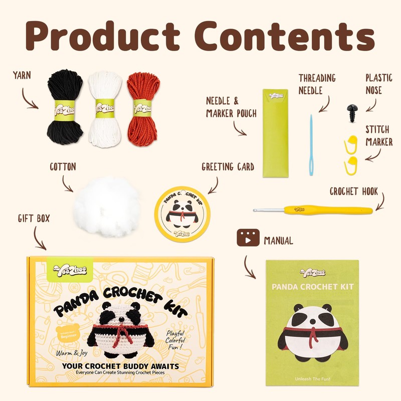 Yeezhee Crochet Kit for Beginners – Complete Amigurumi Animal Starter