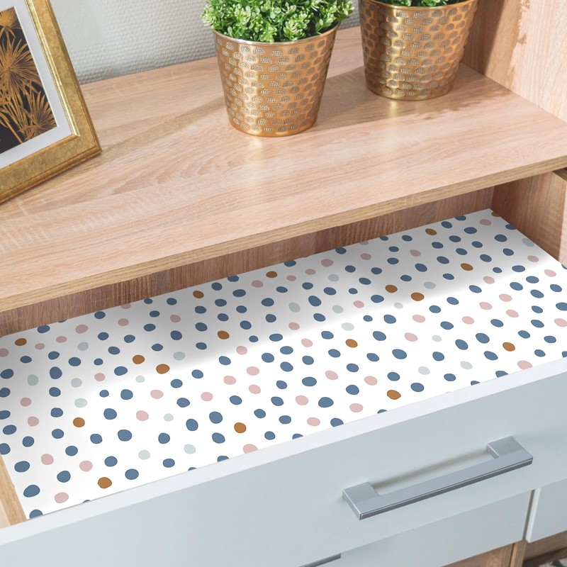 HAOKHOME Shelf Liner and Cabinet Liner Boho Polka Dots, Self-Adhesive