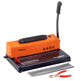 TIANSE Binding Machine, Spiral Coil Binder Machine, Manual Book Maker Punch Binder with Electric Coil Inserter,Suit for Letter Size / A4 / A5