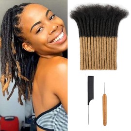 Human Hair Loc Extensions,Locs Extensions Human Hair Laiyuemei 0.8cm 8Inch 20Stands For Man/Women/Kids Full Head Can Be Dyed Bleached Curled(#Black To Blonde, T1b/27)